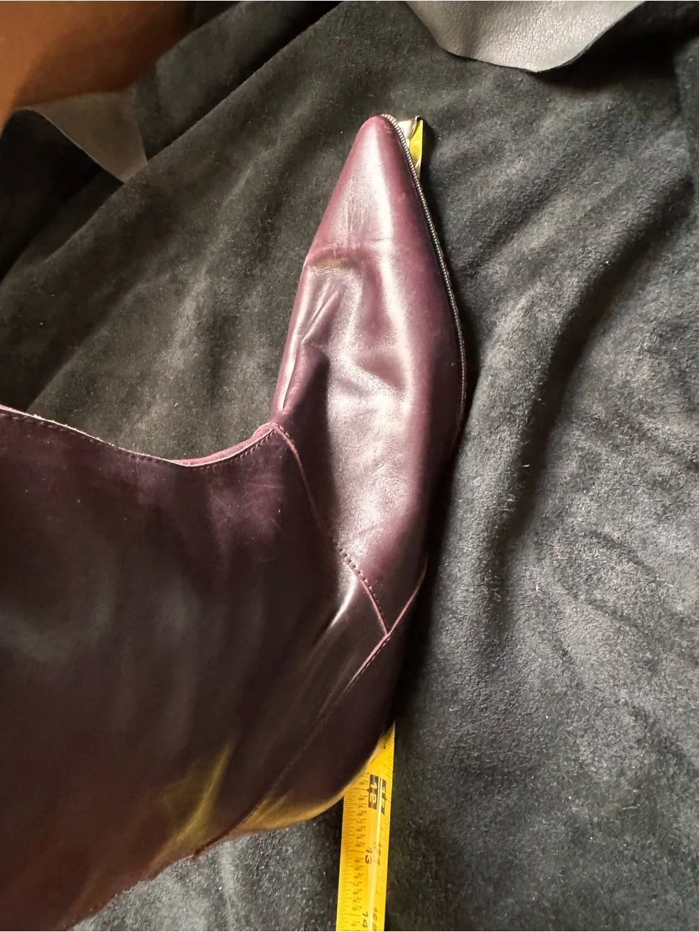 Alberta Ferretti Tall Leather knee high Boots deep purple maroon pointed toe